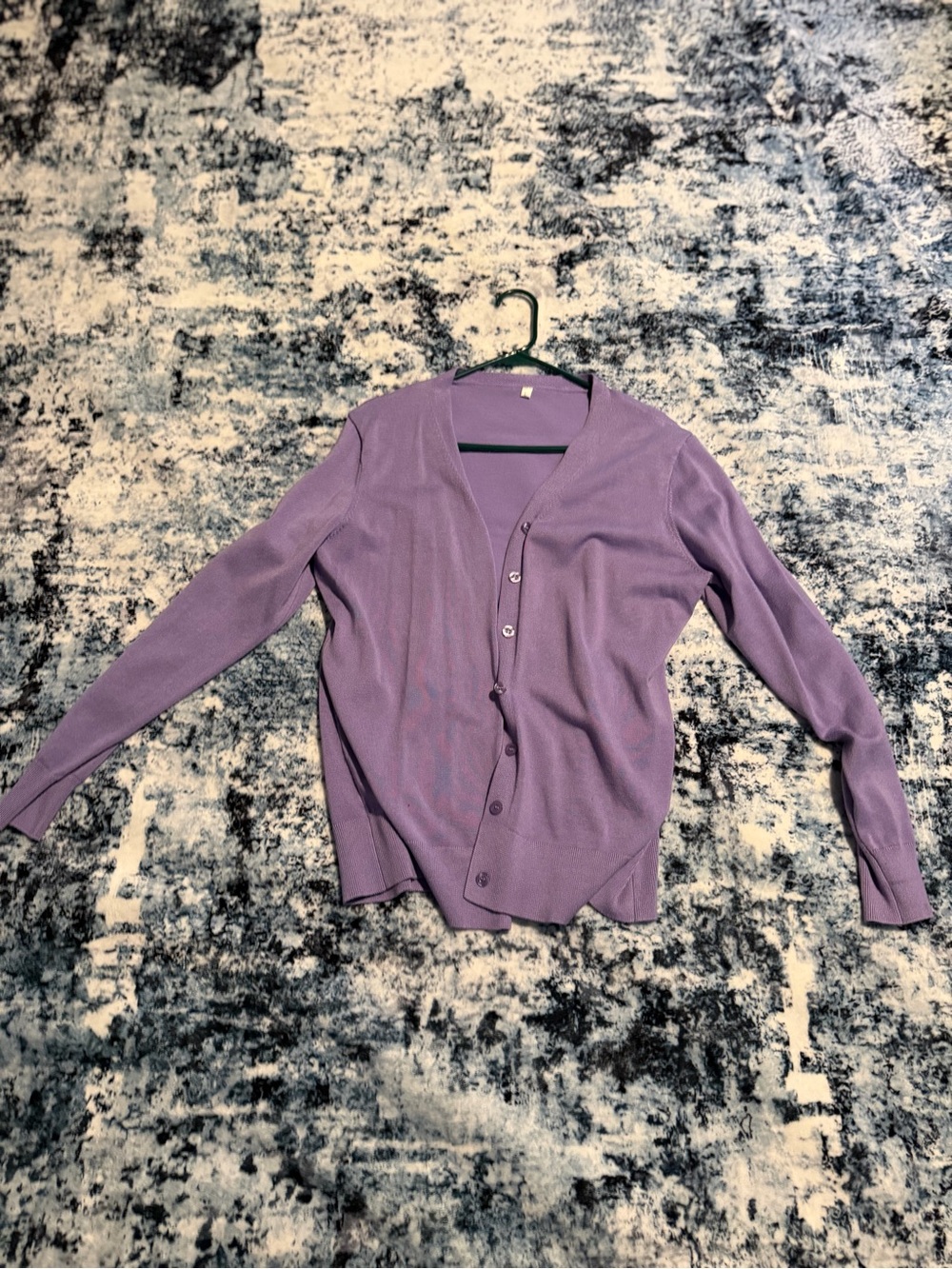 Light Purple V-Neck Button Cardigan Sweater